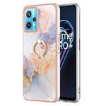 For OPPO Realme 9 Pro 5G Electroplating IMD TPU Phone Case with Ring(White Marble)