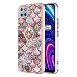 For OPPO Realme C21Y / C25Y Electroplating IMD TPU Phone Case with Ring(Pink Scales)