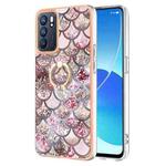 For OPPO Reno6 5G Electroplating IMD TPU Phone Case with Ring(Pink Scales)