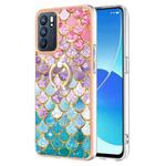 For OPPO Reno6 5G Electroplating IMD TPU Phone Case with Ring(Colorful Scales)