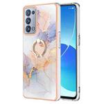 For OPPO Reno6 Pro+ 5G / Reno6 Pro Electroplating IMD TPU Phone Case with Ring(White Marble)