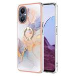 For OnePlus N20 5G Electroplating IMD TPU Phone Case with Ring(White Marble)