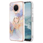 For Nokia G20 / G10 Electroplating IMD TPU Phone Case with Ring(White Marble)