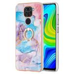 For Xiaomi Redmi Note 9 / Redmi 10X 4G Electroplating IMD TPU Phone Case with Ring(Blue Marble)