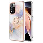 For Xiaomi Redmi Note 11 Pro China Electroplating IMD TPU Phone Case with Ring(White Marble)