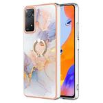 For Xiaomi Redmi Note 11 Pro 5G / 4G Global Electroplating IMD TPU Phone Case with Ring(White Marble)