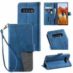 For Samsung Galaxy S10+ Splicing Leather Phone Case(Blue)
