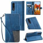 For Samsung Galaxy A50 Splicing Leather Phone Case(Blue)