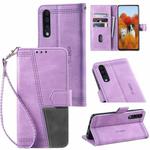 For Samsung Galaxy A70 Splicing Leather Phone Case(Purple)