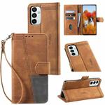 For Samsung Galaxy F23 / M23 Splicing Leather Phone Case(Brown)