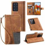 For Samsung Galaxy S20 Ultra Splicing Leather Phone Case(Brown)