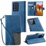 For Samsung Galaxy S20 Ultra Splicing Leather Phone Case(Blue)