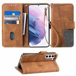For Samsung Galaxy S21+ 5G Splicing Leather Phone Case(Brown)