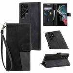 For Samsung Galaxy S22 Ultra 5G Splicing Leather Phone Case(Black)