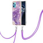 For OPPO Realme 9 Pro+ 5G Electroplating Marble Pattern TPU Phone Case with Lanyard(Purple 002)