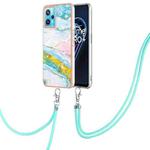 For OPPO Realme 9 Pro+ 5G Electroplating Marble Pattern TPU Phone Case with Lanyard(Green 004)