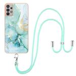 For Samsung Galaxy A13 4G Electroplating Marble Pattern TPU Phone Case with Lanyard(Green 003)