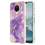For Nokia G20 / G10 Electroplating Marble Pattern TPU Phone Case with Ring(Purple 002)