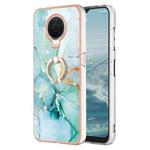 For Nokia G20 / G10 Electroplating Marble Pattern TPU Phone Case with Ring(Green 003)