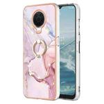 For Nokia G20 / G10 Electroplating Marble Pattern TPU Phone Case with Ring(Rose Gold 005)