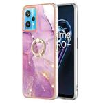 For OPPO Realme 9 Pro+ 5G Electroplating Marble Pattern TPU Phone Case with Ring(Purple 001)