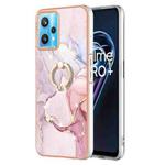 For OPPO Realme 9 Pro+ 5G Electroplating Marble Pattern TPU Phone Case with Ring(Rose Gold 005)