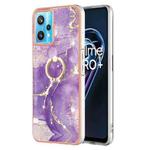 For OPPO Realme 9 Pro 5G Electroplating Marble Pattern TPU Phone Case with Ring(Purple 002)