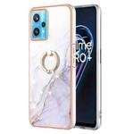 For OPPO Realme 9 Pro 5G Electroplating Marble Pattern TPU Phone Case with Ring(White 006)