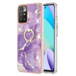 For Xiaomi Redmi 10 Electroplating Marble Pattern TPU Phone Case with Ring(Purple 002)