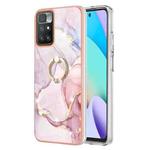 For Xiaomi Redmi 10 Electroplating Marble Pattern TPU Phone Case with Ring(Rose Gold 005)