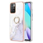 For Xiaomi Redmi 10 Electroplating Marble Pattern TPU Phone Case with Ring(White 006)