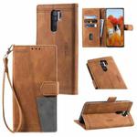 For Xiaomi Redmi 9 Splicing Leather Phone Case(Brown)