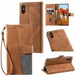 For Xiaomi Redmi 9A Splicing Leather Phone Case(Brown)