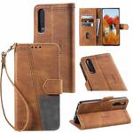 For Huawei P30 Splicing Leather Phone Case(Brown)