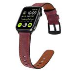 Retro Leather Watch Band For Apple Watch Series 8&7 41mm / SE 2&6&SE&5&4 40mm / 3&2&1 38mm(Wine Red)