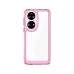 For Huawei P50E Colorful Series Acrylic + TPU Phone Case(Transparent Pink)