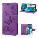 For Motorola Moto G52 Butterfly Embossed Horizontal Flip Leather Phone Case(Purple)