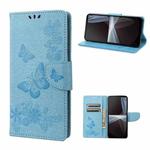 For Sony Xperia 10 IV Butterfly Embossed Horizontal Flip Leather Phone Case(Blue)