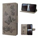 For Sony Xperia 10 IV Butterfly Embossed Horizontal Flip Leather Phone Case(Grey)