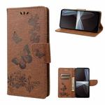 For Sony Xperia 10 IV Butterfly Embossed Horizontal Flip Leather Phone Case(Brown)