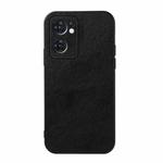 For OPPO Reno7 5G International Accurate Hole Two-color Litchi Texture PU Phone Case(Black)