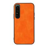 For Sony Xperia 1 IV Accurate Hole Two-color Litchi Texture PU Phone Case(Orange)