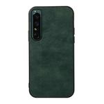 For Sony Xperia 1 IV Accurate Hole Two-color Litchi Texture PU Phone Case(Green)