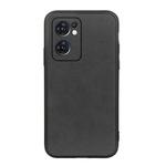 For OPPO Reno7 5G International Accurate Hole Two-color Calf Texture PU Phone Case(Black)