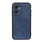 For OPPO Reno7 5G International Accurate Hole Two-color Calf Texture PU Phone Case(Blue)