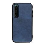 For Sony Xperia 1 IV Accurate Hole Two-color Calf Texture PU Phone Case(Blue)