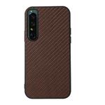 For Sony Xperia 1 IV Accurate Hole Carbon Fiber Texture Shockproof Case(Brown)