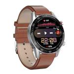 SK7Plus 1.28 inch IPS Screen Leather Strap Smart Watch, Support Bluetooth Call/Sleep Monitoring(Brown)