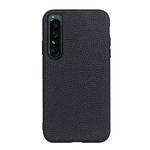 For Sony Xperia 1 IV Accurate Hole Genuine Leather Phone Case(Black)