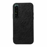 For Sony Xperia 1 IV Accurate Hole Crazy Horse Texture PU Phone Case(Black)